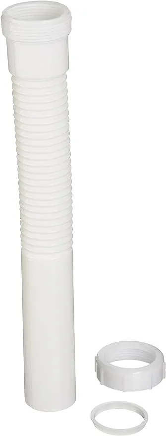 Danco 51069 Universal Flexible Tailpiece Extension, 1-1/2 in, Slip Joint, Plastic, 11-1/2 in L, 1-1/2" x 11-1/2", White