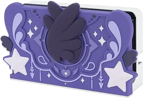 GeekShare Soft Silicone Faceplate Cover for Nintendo Switch/OLED Charging Dock, Anti-Scratch Dock Cover- Star Wings Series (Purple)