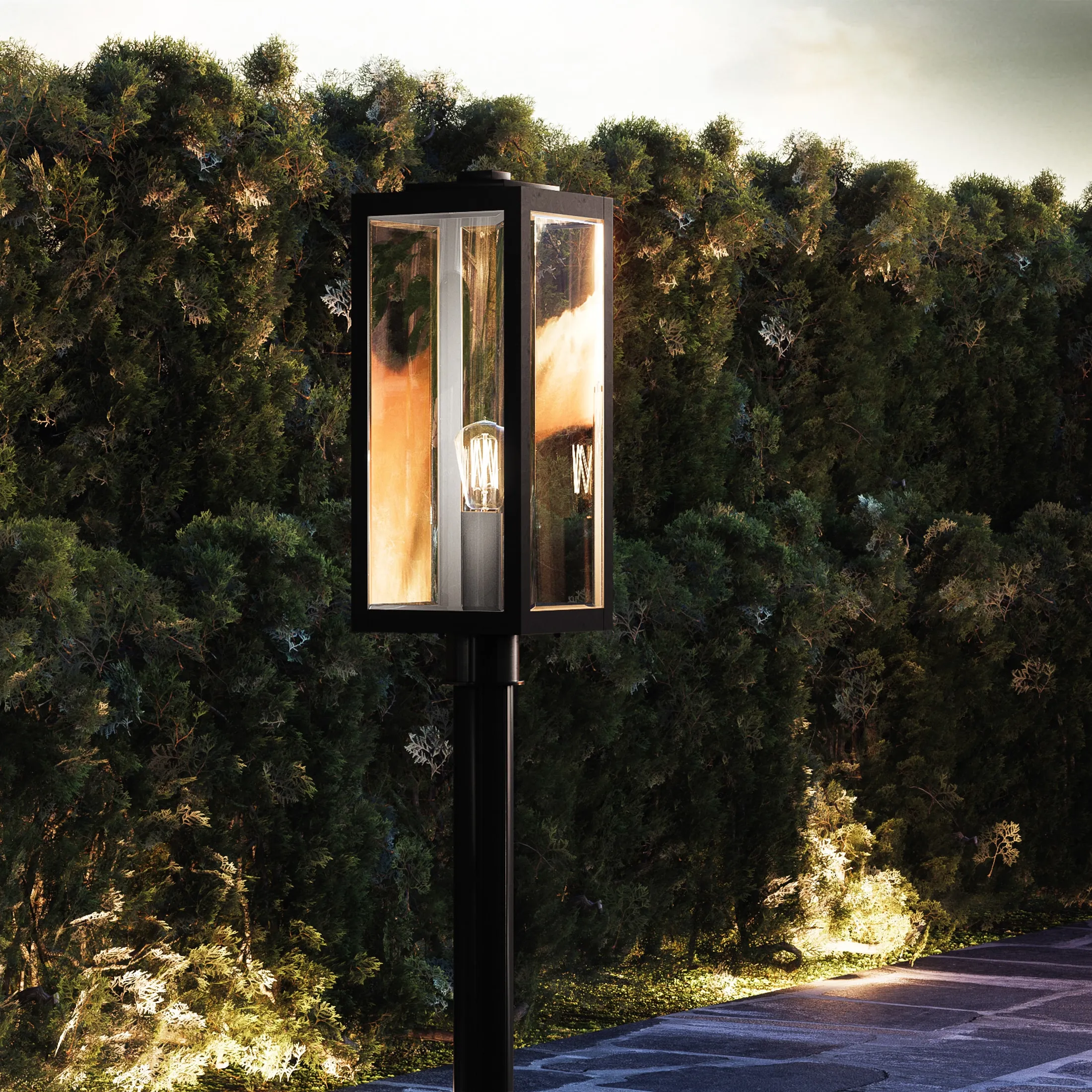 Quoizel Westover 20.5-in Earth Black Transitional Outdoor Light Post Lantern Lowes.com