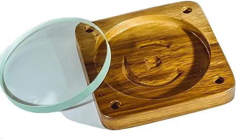 Spinning Base - Teak Wood with Glass Concave Lens