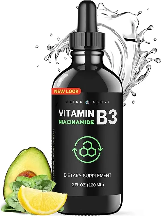 Vitamin B3 Niacinamide Liquid - Non Flush Form of B3 Niacin - Convenient Vitamin B3 Niacinamide Drops for Women and Men - Easy to Swallow 2oz (60ml)