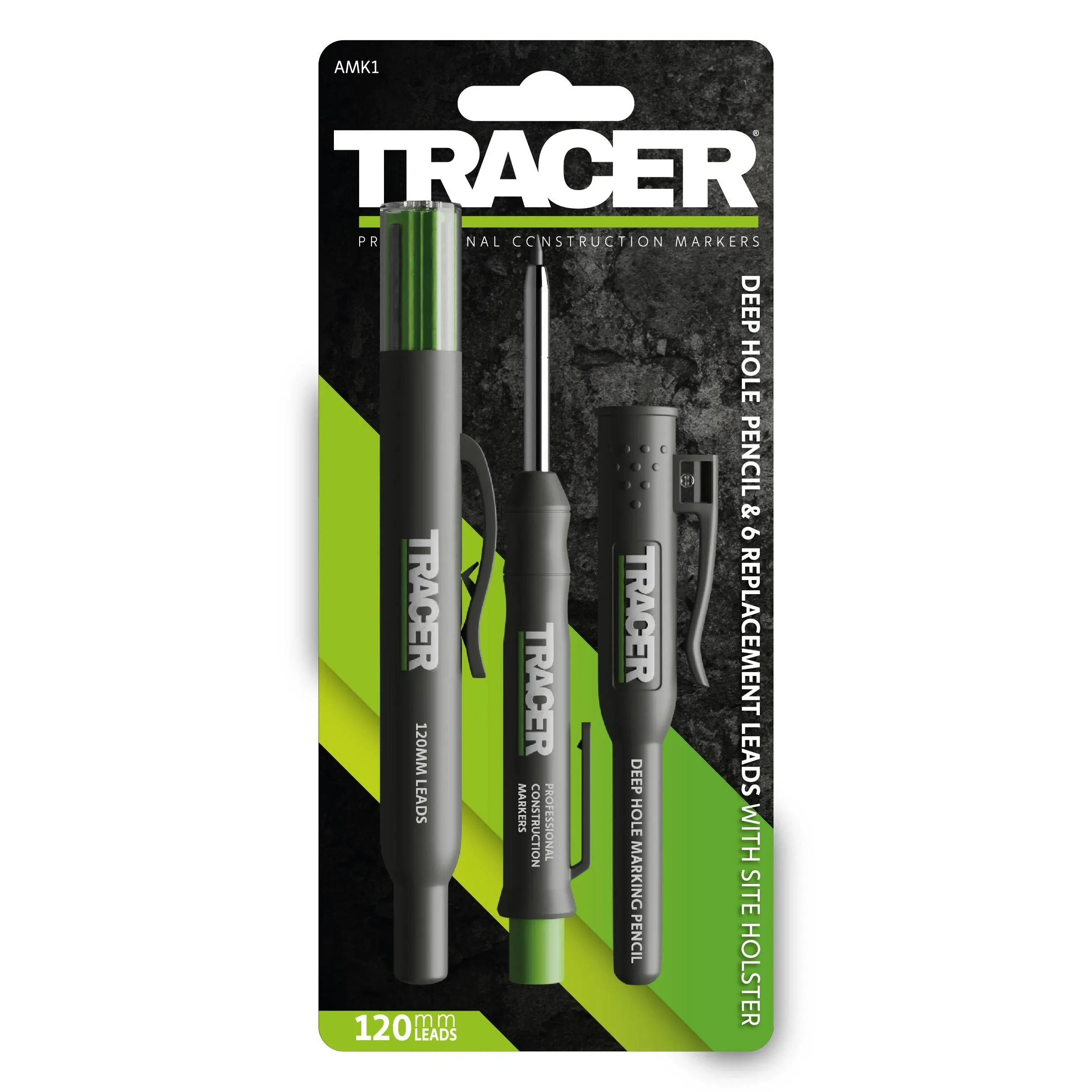 Tracer Deep Hole Construction Pencil with 6X Replacement Lead Pack and ...