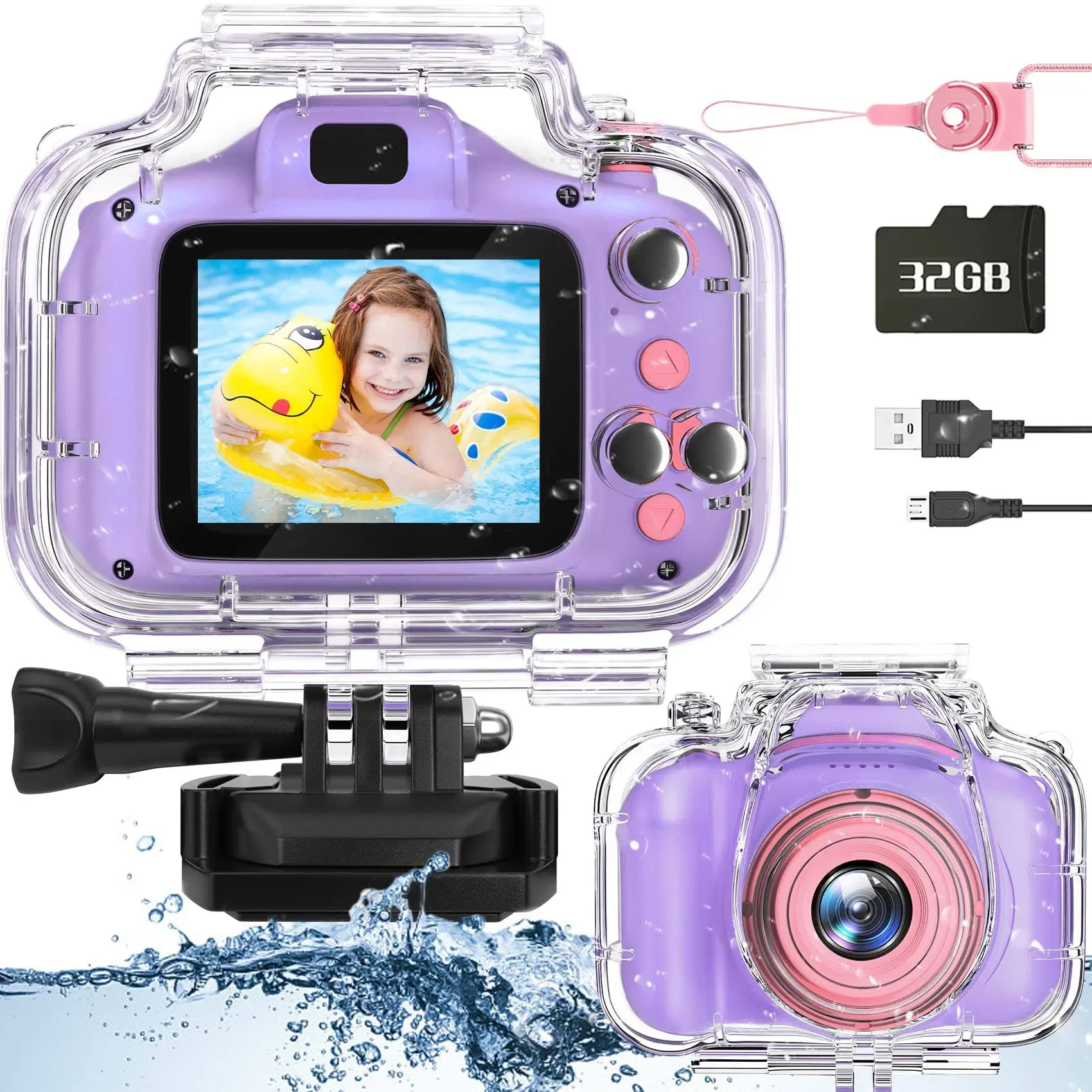 Miiulodi Gift for 4 5 6 7 8 9 10 Girls Kids Waterproof Camera Christmas Birthday ...