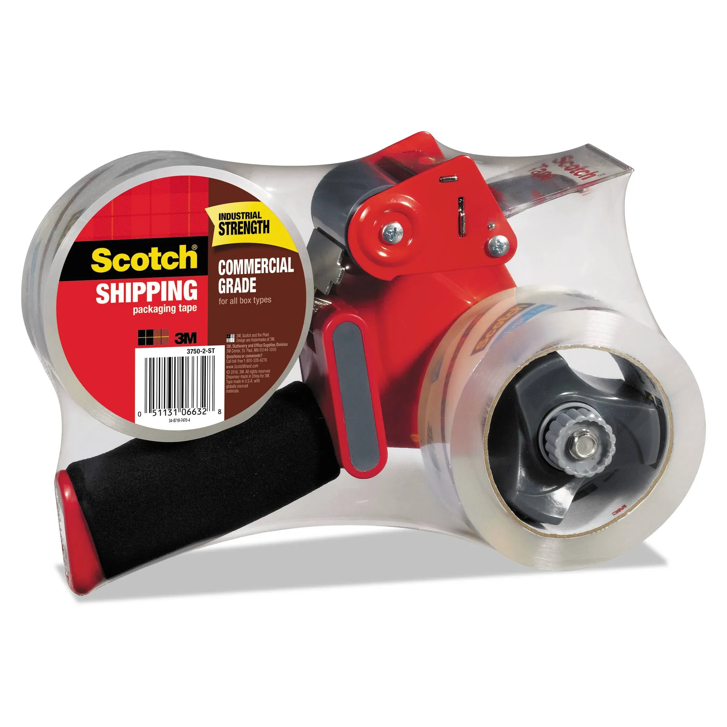 Scotch Packaging Tape Dispenser with 2 Rolls of Tape, 1.88" x