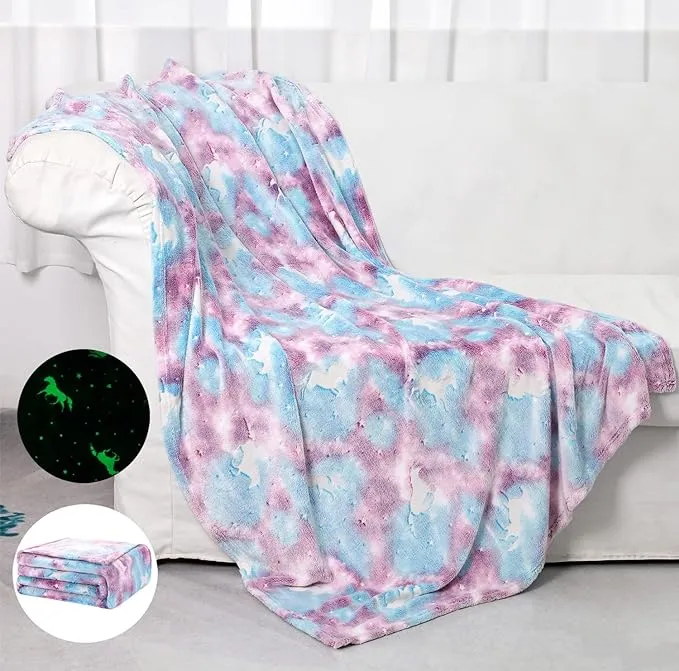 Glow in the Dark Blanket Unicorns Party Gifts for Girls, Luminous Girls Toys, So