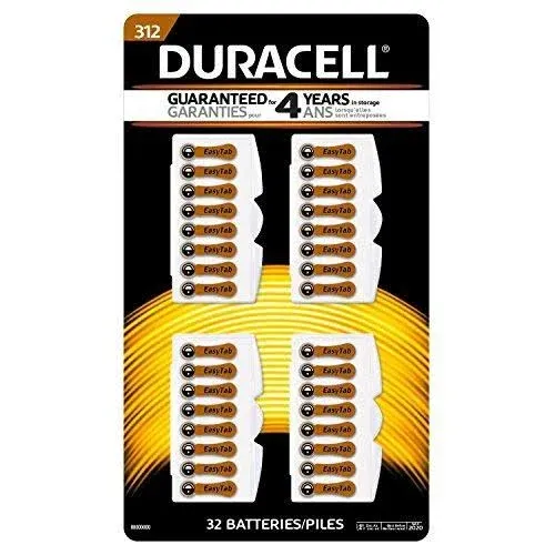 Duracell Hearing Aid Batteries with Easy-Fit Tab, Size 312, 32 Pack