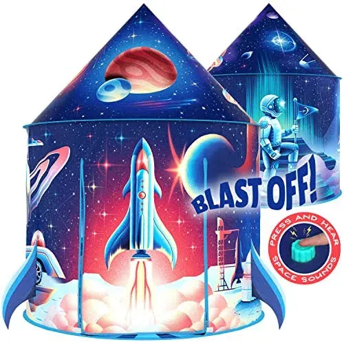 W&O Rocket Ship Play Tent with Blast Off Button - Rocket Tent - Rocket Ship Toys ...