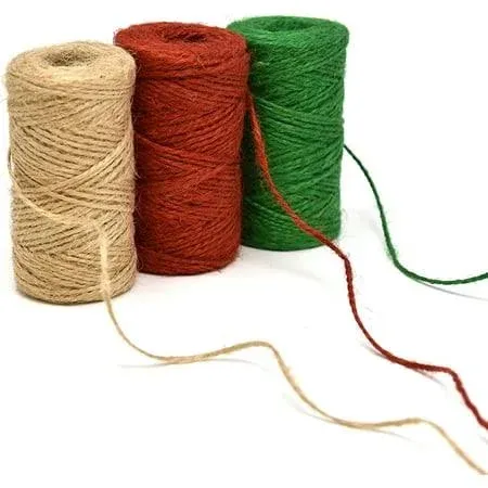 Christmas Baker’s Jute Twine, 3 Rolls of Red, Green and Natural Holiday Decorati