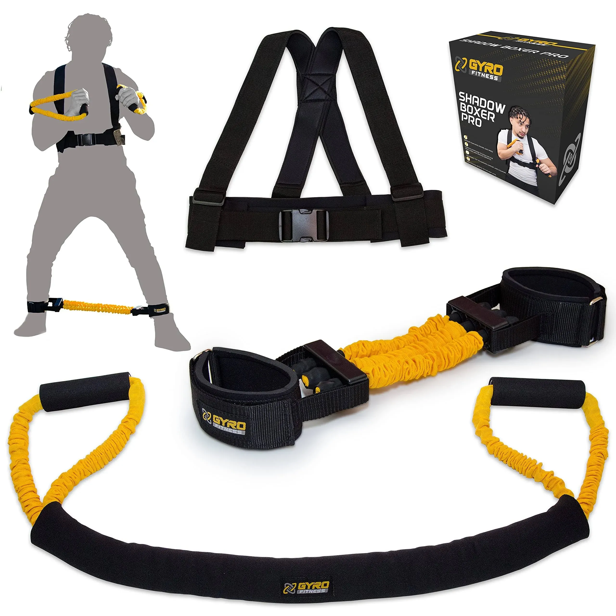 GYRO FITNESS | Shadow Boxer Pro | Boxing Resistance Bands Set for Shadow Boxing, Comes with Ankle Cuffs | Ideal Addition to Your Home Boxing Equipment