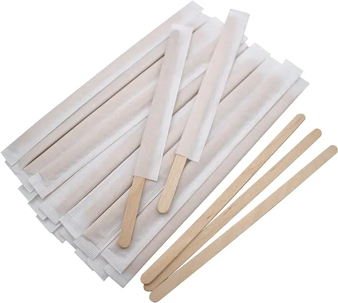 BLUE TOP Individually Paper Wrapped Wooden Coffee Stirrers 7 Inch Pack 500, Disposable Wood Sticks for Coffee/Tea/Hot Beverage/Hot Chocolate/Cold Drinks, Wood Blenders for butter sugar,Craft Stick