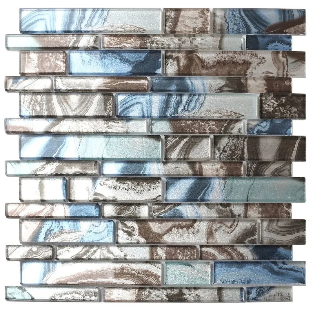 Parrotile Hawaii Subway Brick Glass Tile Blue Tiffany Green Grey Interlocking ...