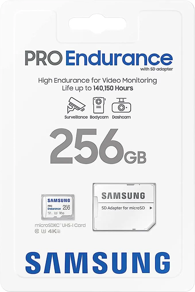 Samsung 256GB PRO Endurance UHS-I microSDXC Memory Card with SD Adapter