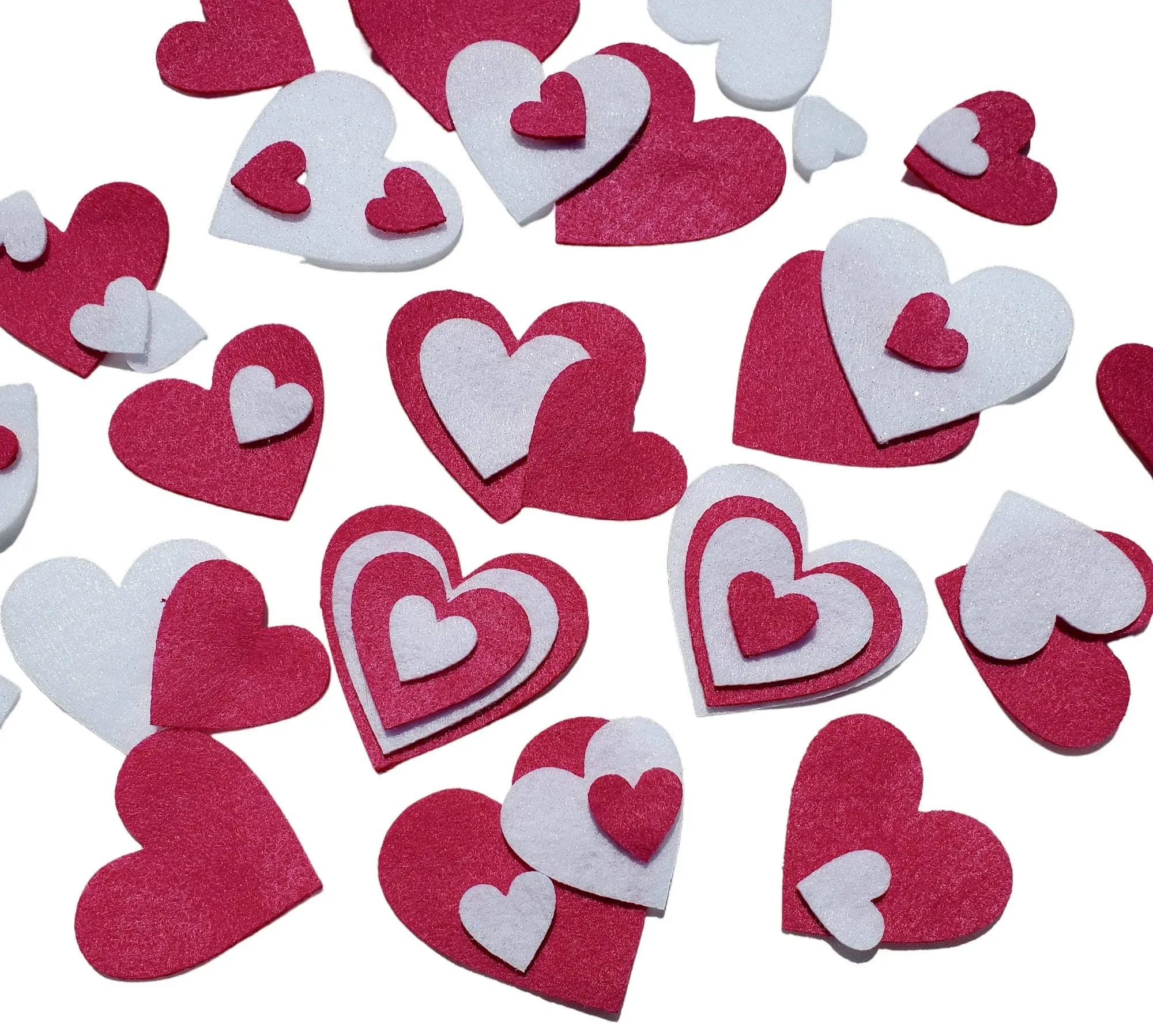 48 Felt Hearts | Pre-cut Shapes for DIY Sewing Crafts | Die Cut Heart