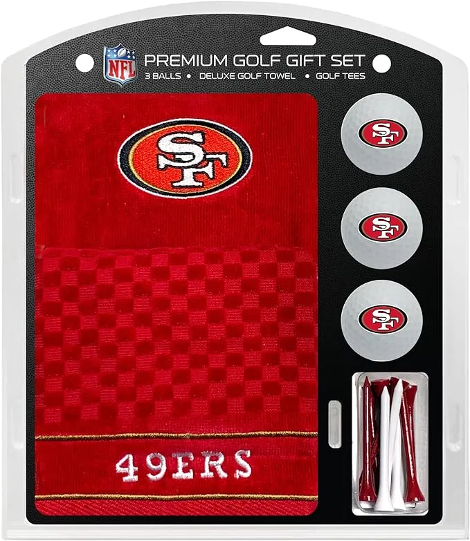 Team Golf Premium NFL Golf Gift Set: Embroidered Deluxe Golf Towel, 3 Golf Balls, and 14 Golf Tees (2-3/4" Regulation)