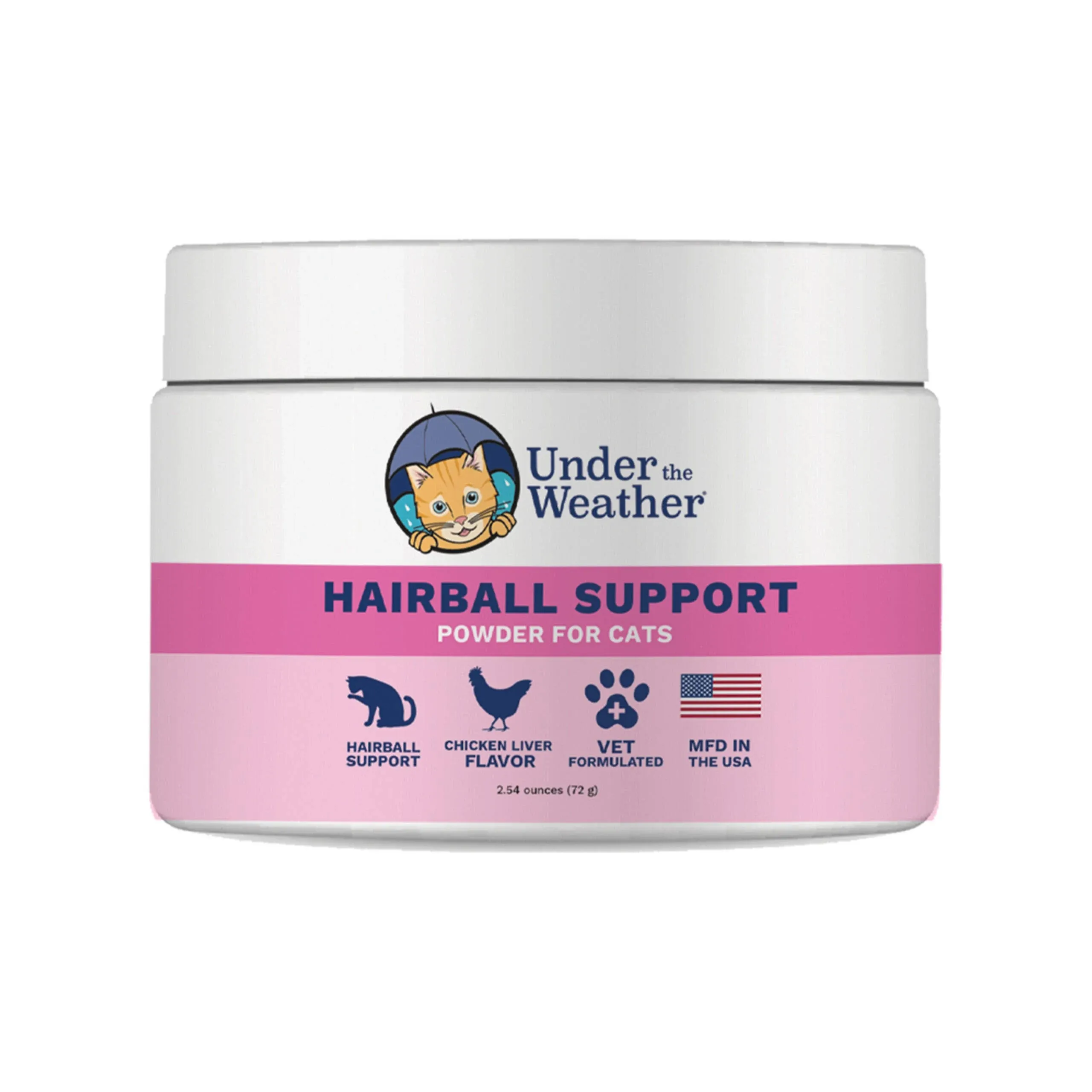 Under the Weather Hairball Supplement | Vet Formulated Hairball Remedy for Cats | Supports and Aids Normal & Natural Elimination of Hairballs in Adult Cats (Powder) - 60 Day Supply, 120 Scoops