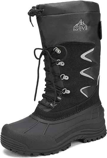 NORTIV 8 Men's Waterproof Hiking Winter Snow Boots Insulated Fur Liner Lightweight Outdoor Tall Boots