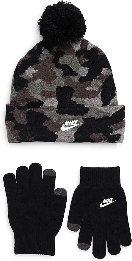 Nike Futura Camo-Print Beanie & Gloves 2 Piece Set (Big Kids)