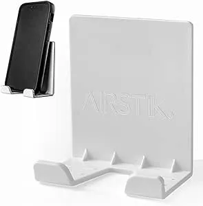 AIRSTIK Cradle Glass Mount Phone Holder Reusable TikTok Facetime Compatible with iPhone iPad Cell Phone for Bathroom Kitchen Shower Dorm Office Made in USA Glass, Mirrors, Windows (White)