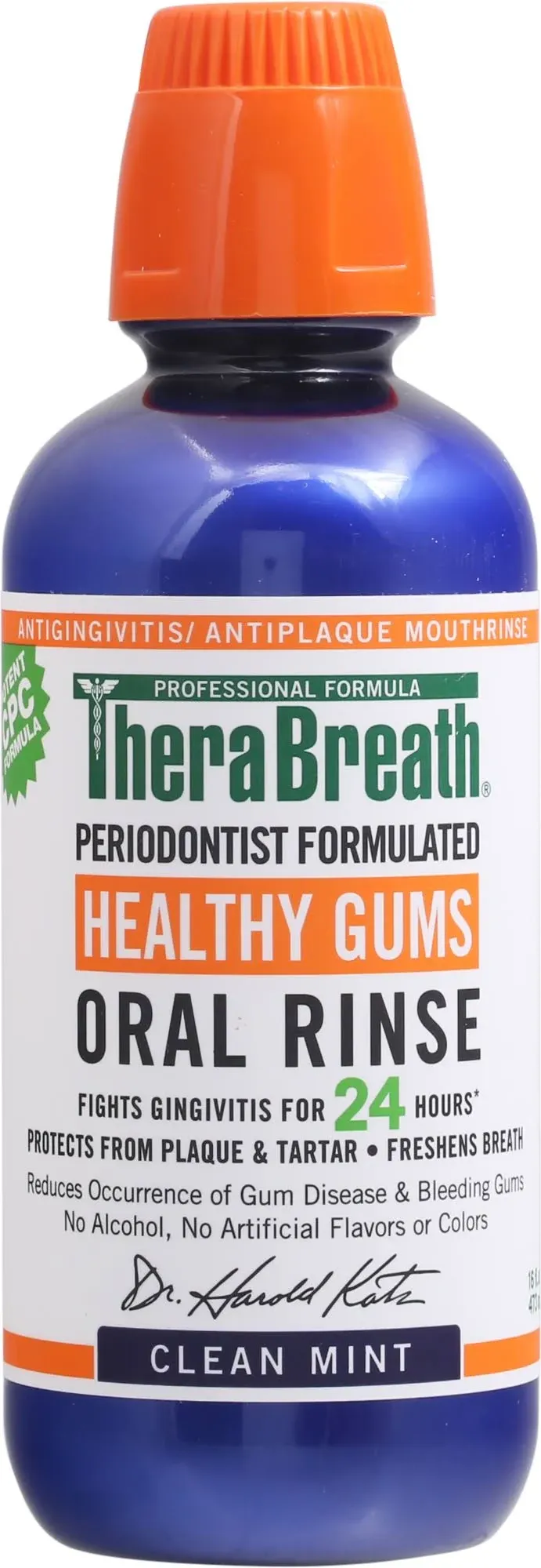 TheraBreath Healthy Gums Mouthwash, Clean Mint, Antigingivitis, Dentist Formulated, 16 Fl Oz (2-Pack)