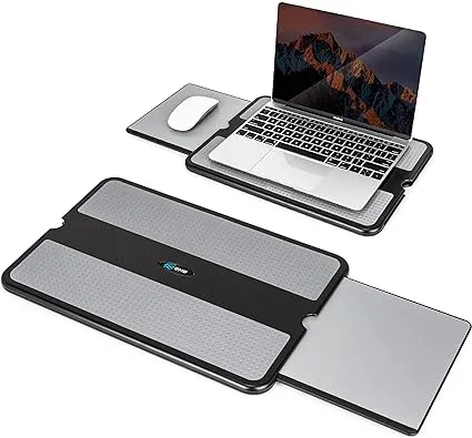 EHO Laptop Lap Pad - Laptop Stand Pad w Retractable Mouse Pad Tray, Anti-Slip Heat Shield Tablet Notebook Computer Stand Table w/Sturdy Stable Cooler Work Surface for Bed Sofa Couch or Travel