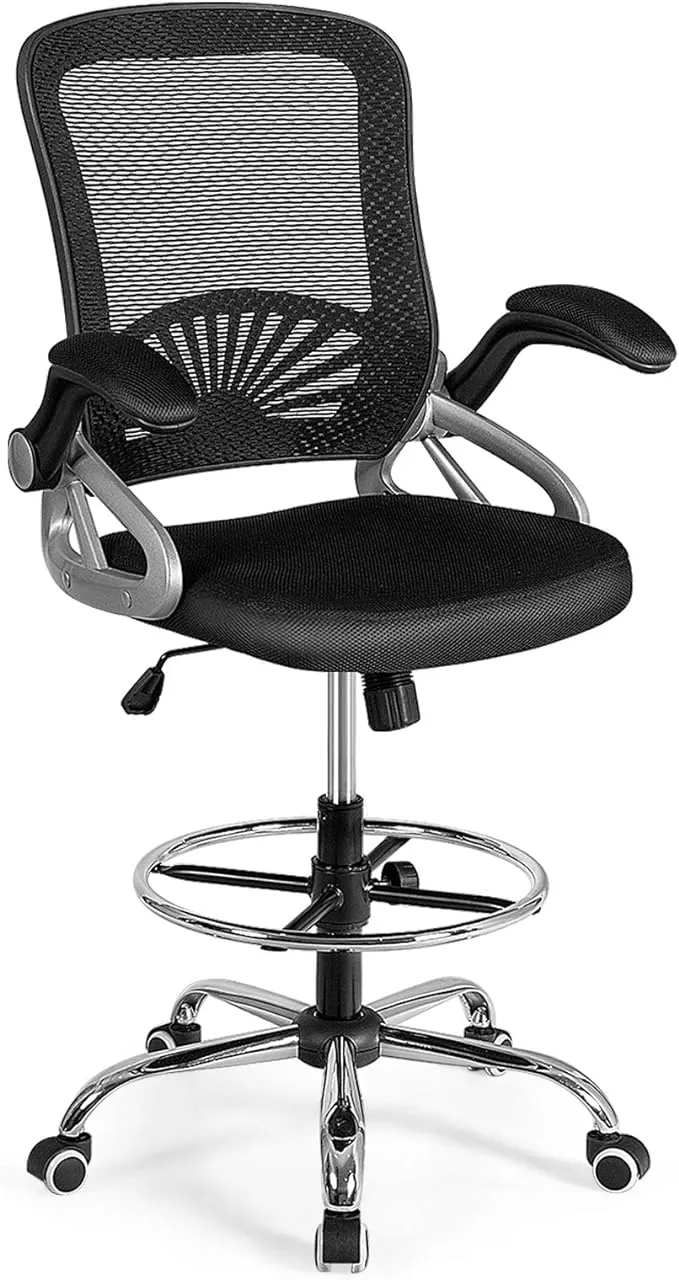 Giantex Mesh Drafting Chair, Standing Desk Stool with Lumbar Support