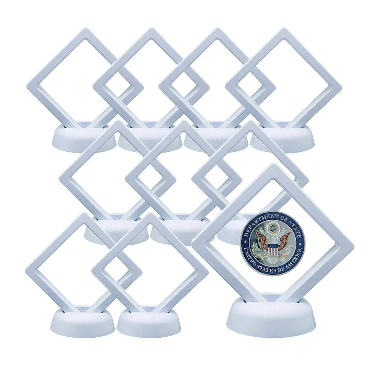 3D Floating Frame with Stand for Coin Display Jewelry Floating Display, 10 Pack