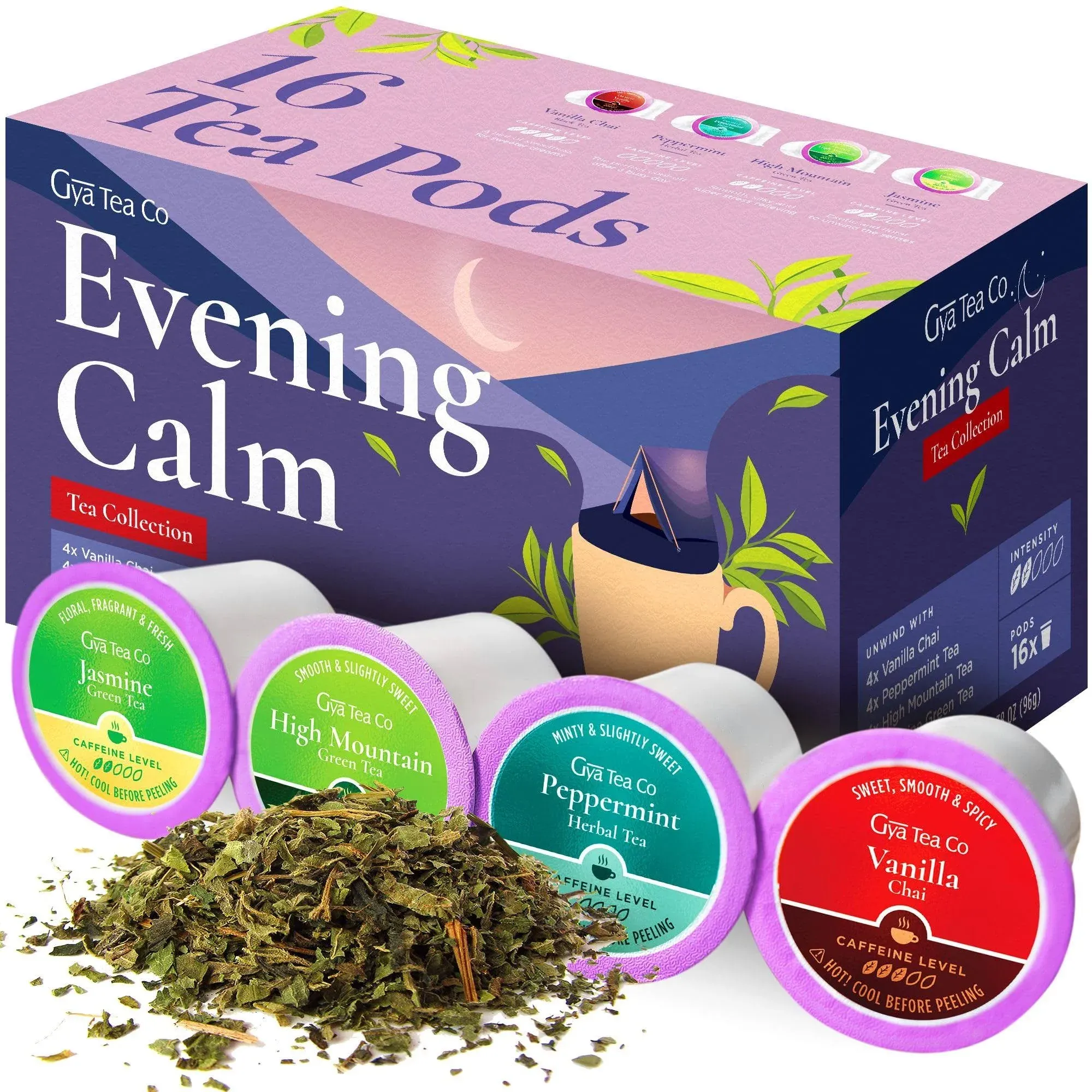 Evening Calm Tea K Cups Tea Variety Pack - 4 Flavors of Keurig Tea K-Cups for ...