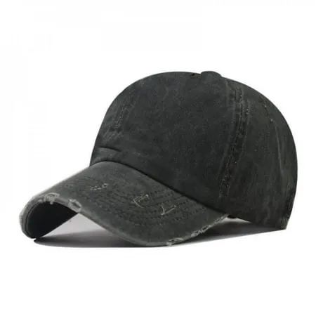 Final Clear Out! Washed Cotton Distressed Adjustable Baseball Cap Curved Brim Unisex Casual Peaked Cap For Running Workouts Outdoor Activities