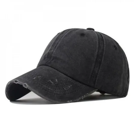 Final Clear Out! Washed Cotton Distressed Adjustable Baseball Cap Curved Brim Unisex Casual Peaked Cap For Running Workouts Outdoor Activities