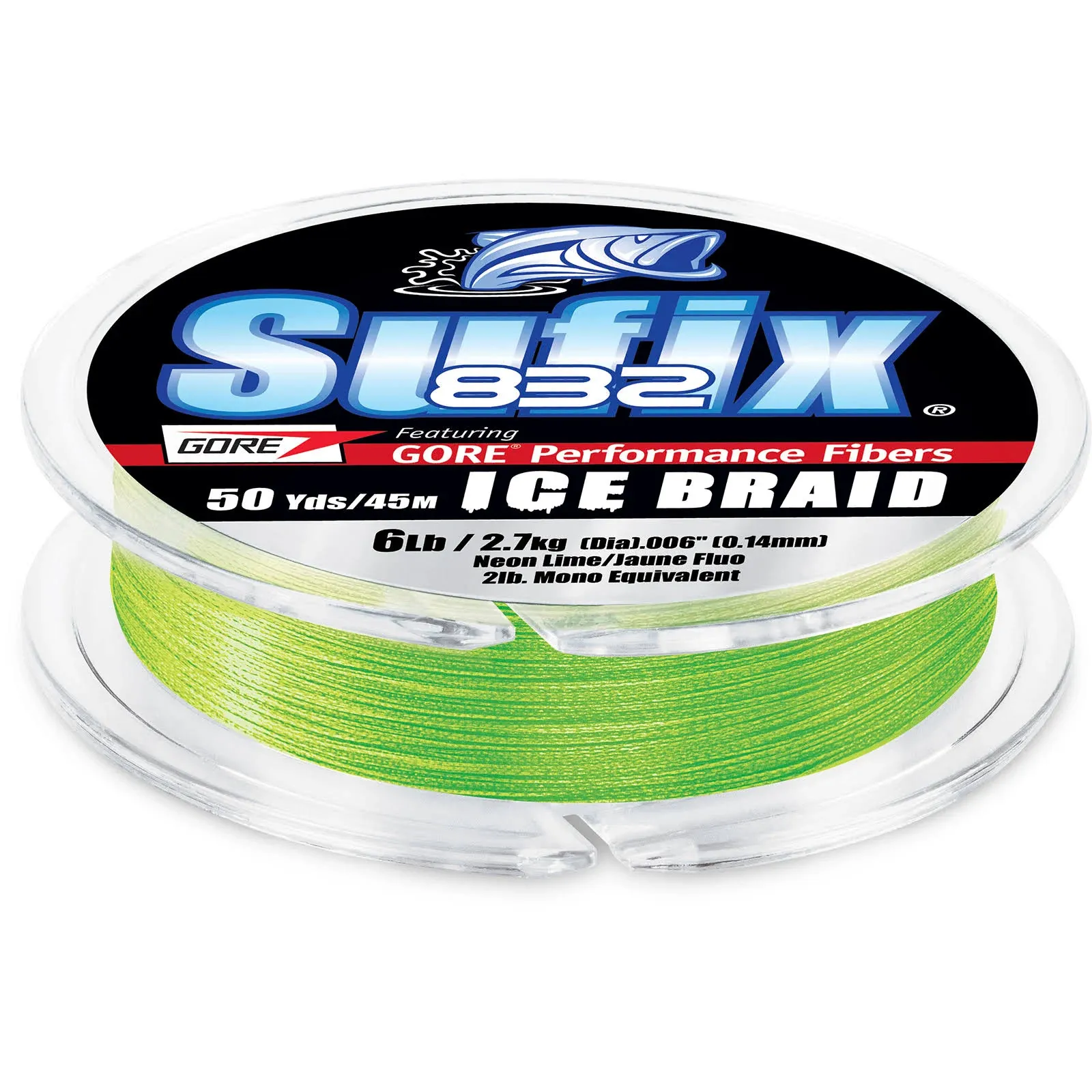 Sufix 50 Yard 832 Advanced Ice Braid Fishing Line - 4 lb. - Neon Lime