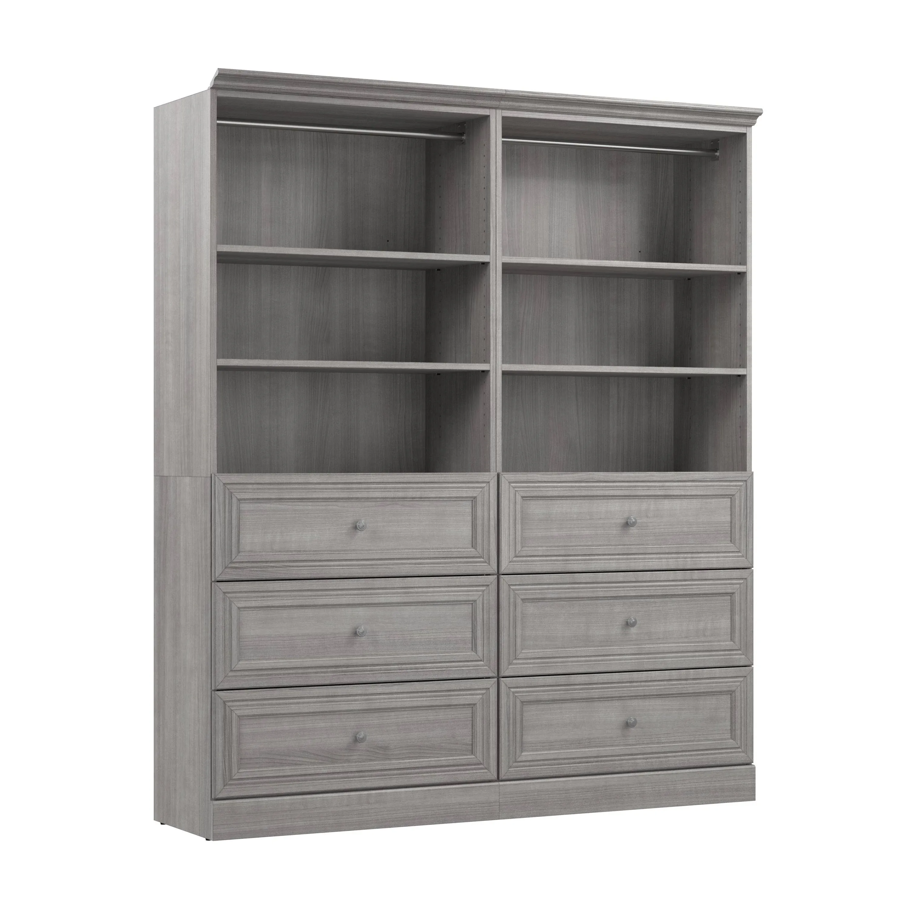 72W Closet Organizer with Drawers in Platinum Gray by Bestar