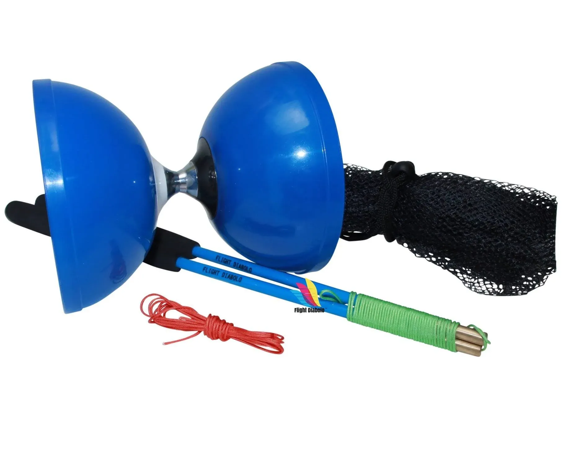 Flight Pro Triple Bearing Medium 5” Blue Chinese Yoyo Diabolo Toy with Carbon Sticks