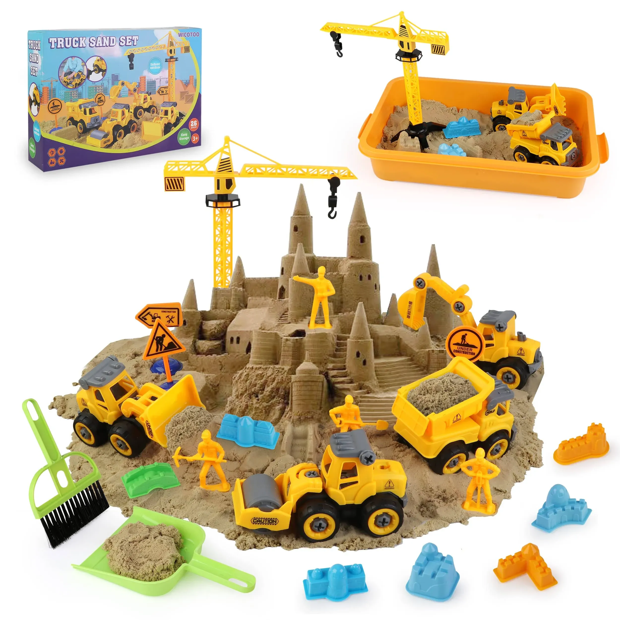 WICOTOO Sand Construction Kit,Sandbox,2.2lbs Magic Sand w/4 Take Apart ...