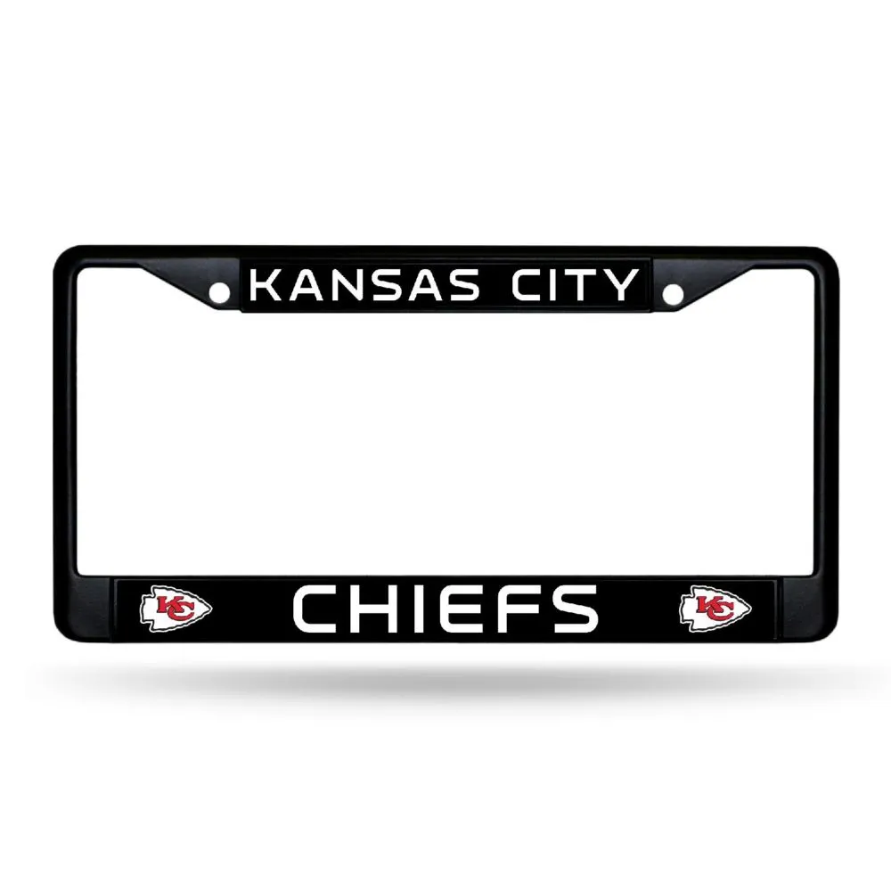 Football Team Kansas City Chiefs Black Metal  Auto Tag License Plate Frame- 1 PC