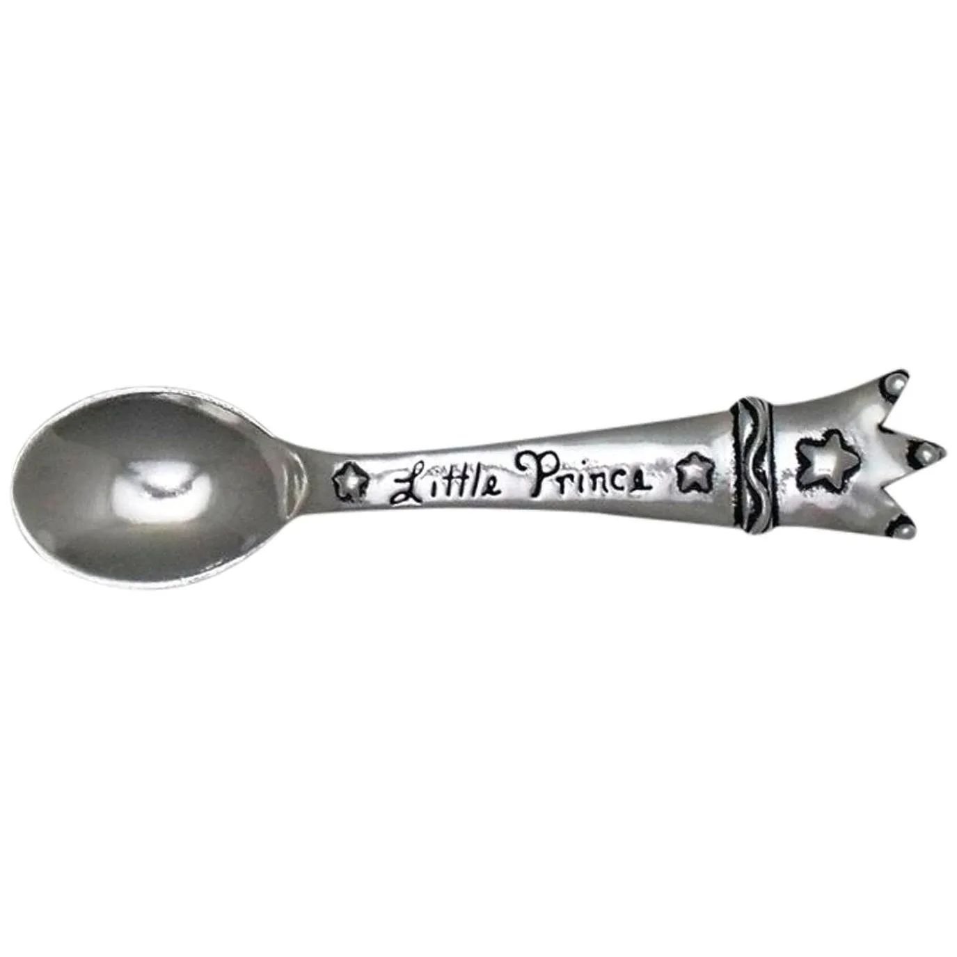 Basic Spirit Lead Free Pewter Little Boy Prince Crown Baby Spoon