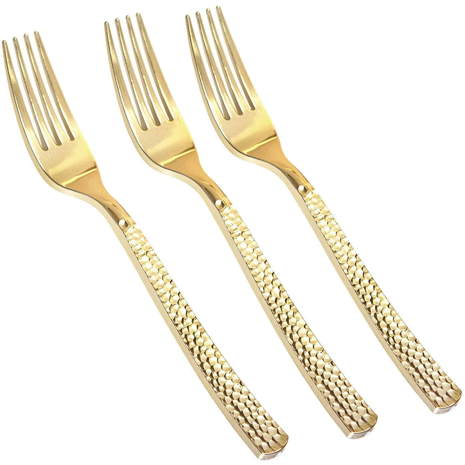 Supernal 300pcs Gold Plastic Forks,Disposable Hammered Forks,Premium Heavyweight ...