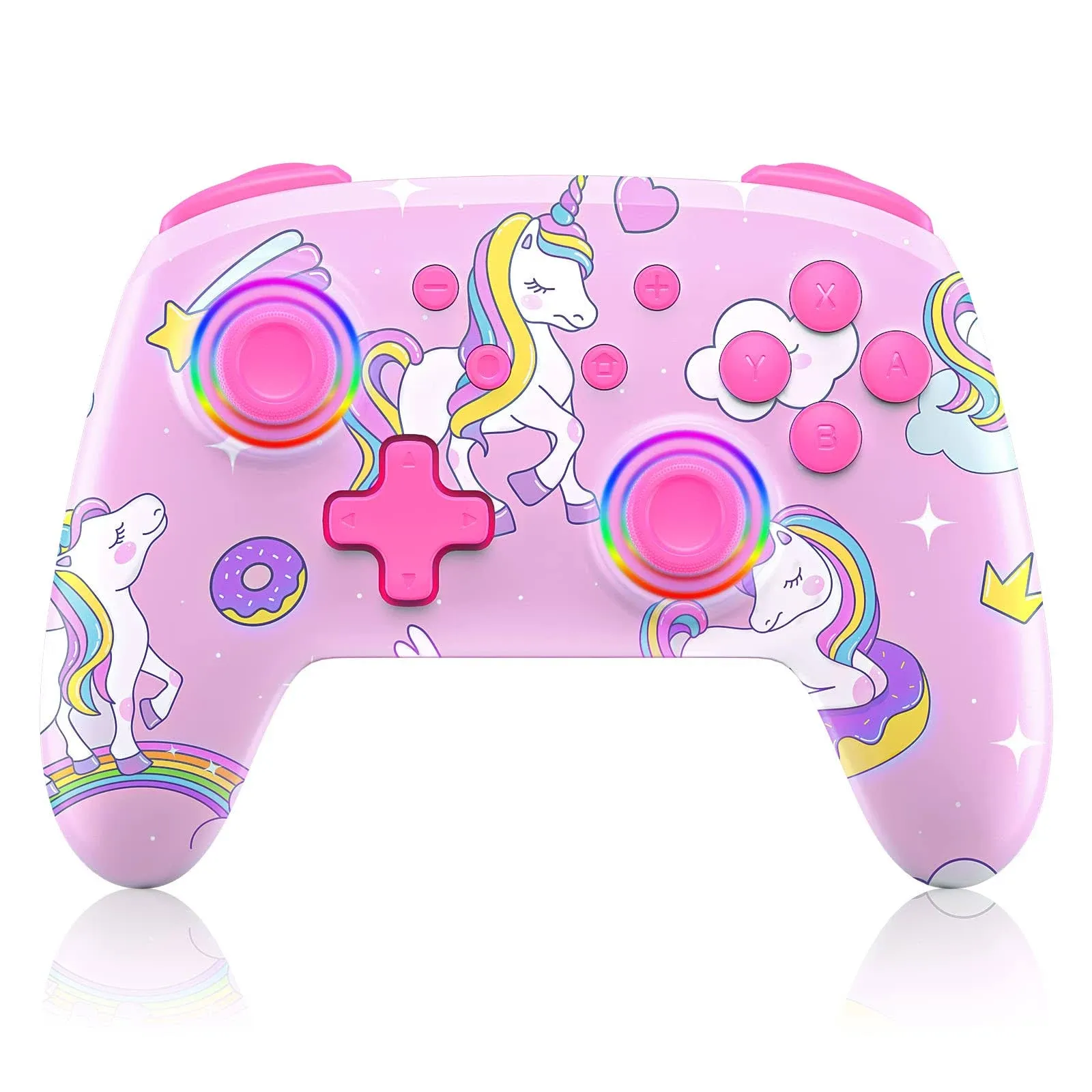 NexiGo Controller (No Deadzone) for Switch/Switch Lite/OLED, Bluetooth Wireless Controllers for Nintendo Switch with Vibration, Motion, Turbo and LED Light, Gift for Gamer Girls Boys (Pink Unicorn)