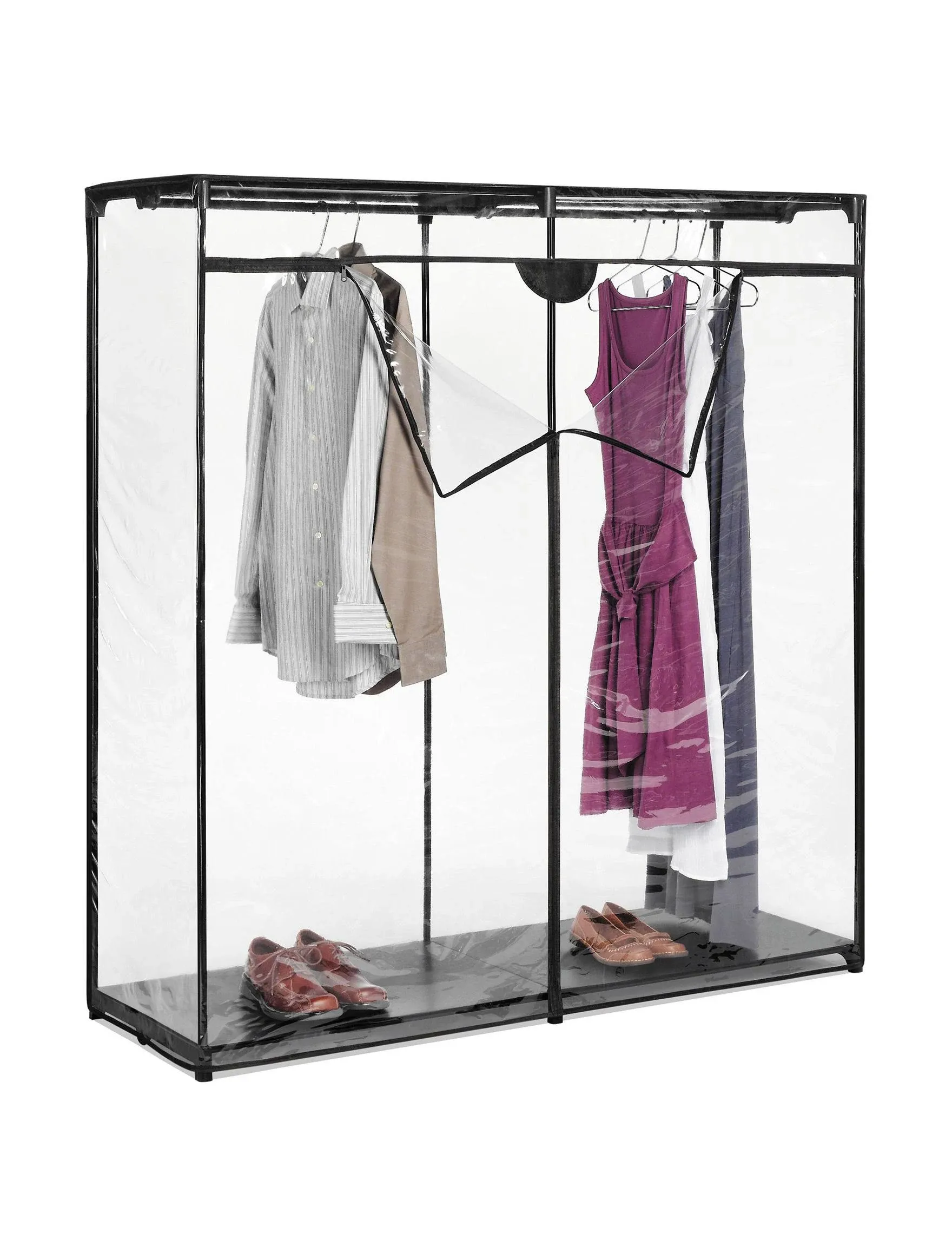 Whitmor Extra Wide Clothes Closet - Freestanding Garment Organizer with Clear Cover