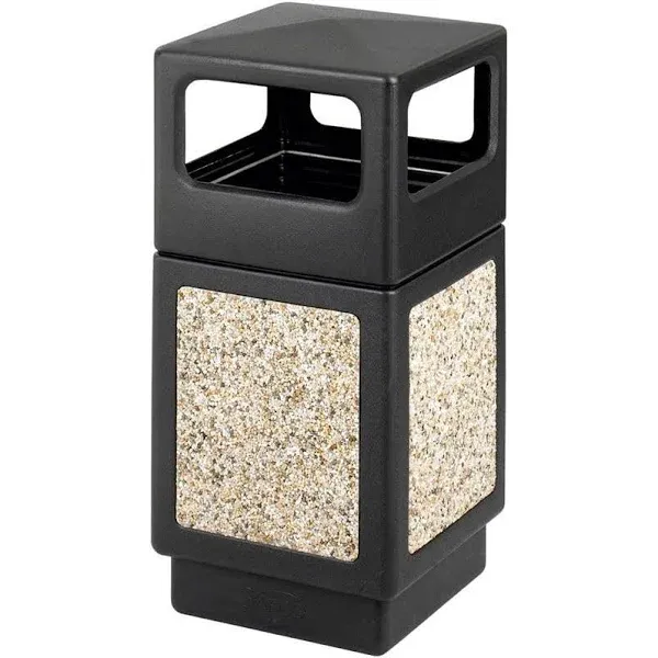 Safco Canmeleon Side-Open Receptacle Square Aggregate/Polyethylene 38gal Black