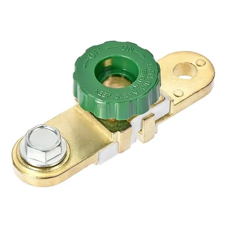 Uxcell Side Post Battery Master Disconnect Switch Terminal Adapter Brass Plated Zinc Alloy 4 x 1 x 1.38