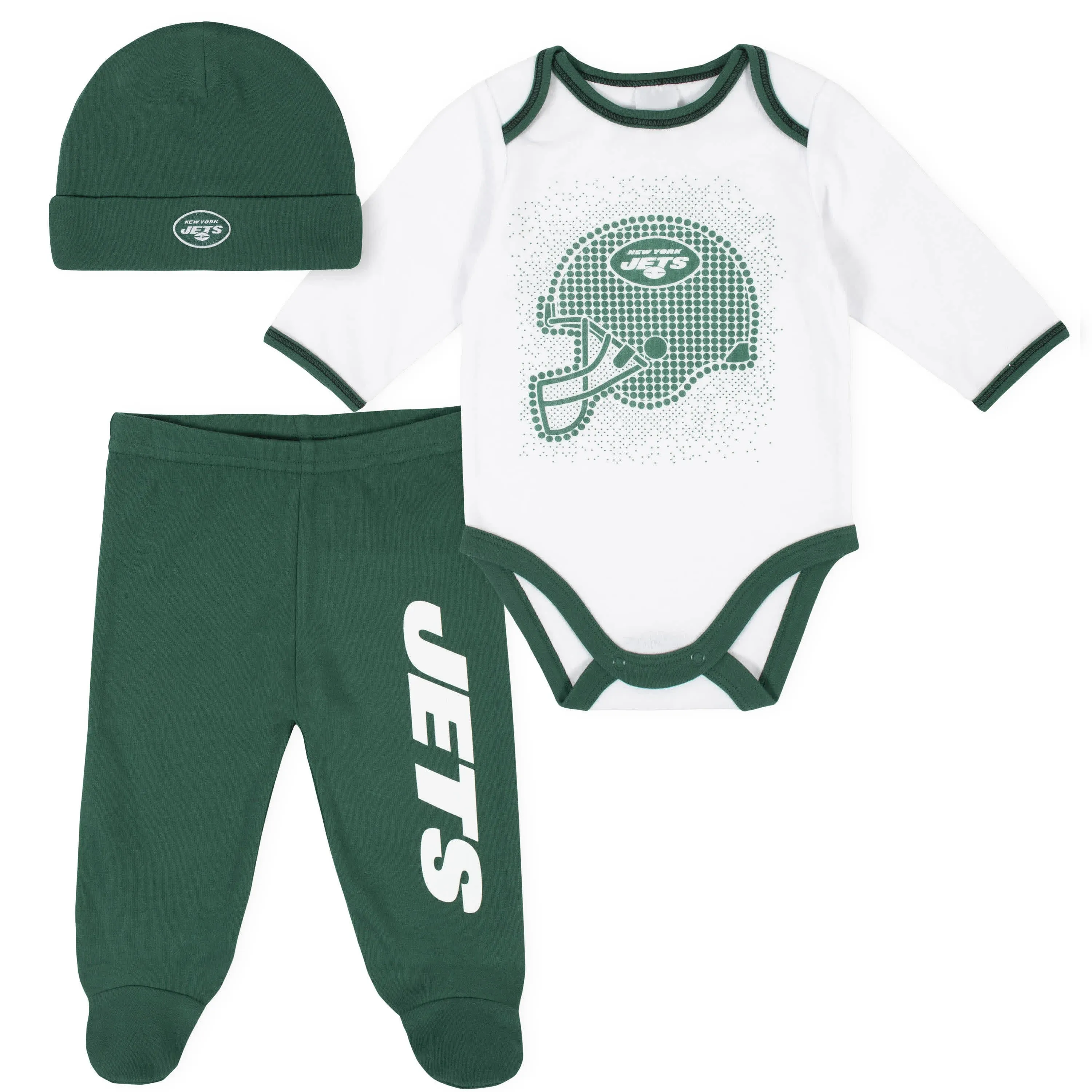 NFL baby-boys 3 Pack Bodysuit Footed Pant and Cap Registry Gift Set