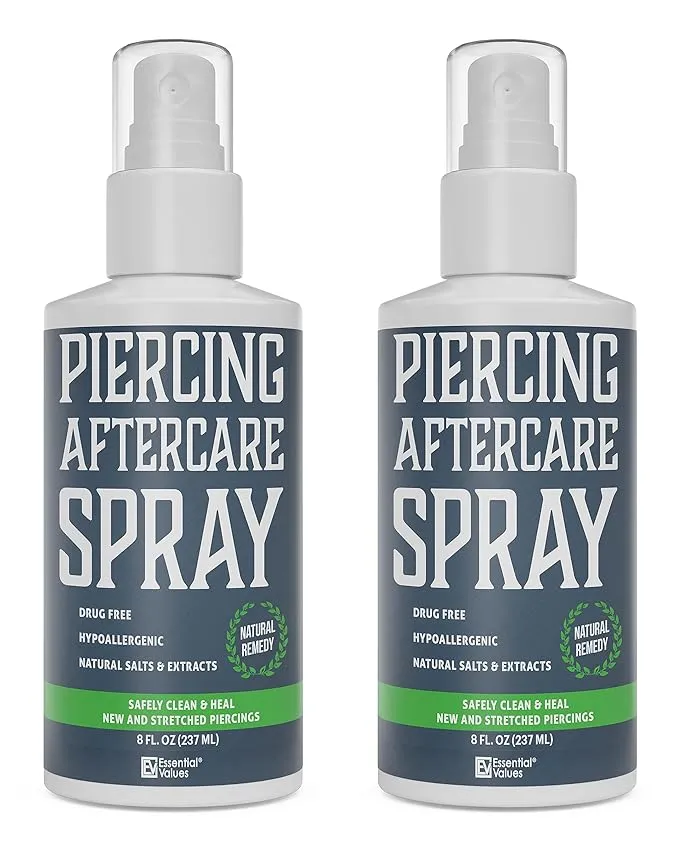 2 Pack Piercing Aftercare Spray (8 oz per bottle) Natural & Gentle on Contact ...