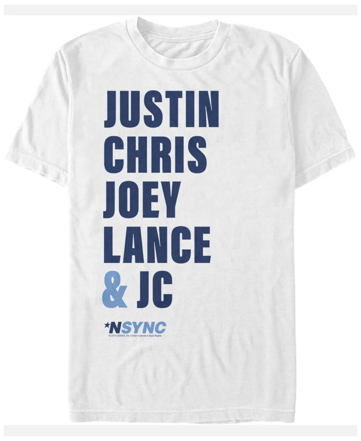 Fifth Sun N'Sync Men's Justin Chris Joey Lance Jc Names Short Sleeve T-Shirt - White