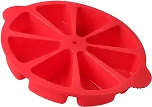 Scone Pan Silicone Triangle Cake Mold for Baking Nonstick Cornbread Pan 8 Cavity Pie Silicone Mold Perfect for Brownies, Muffin, Cupcake, Soap, polenta, or biscuits (Red)