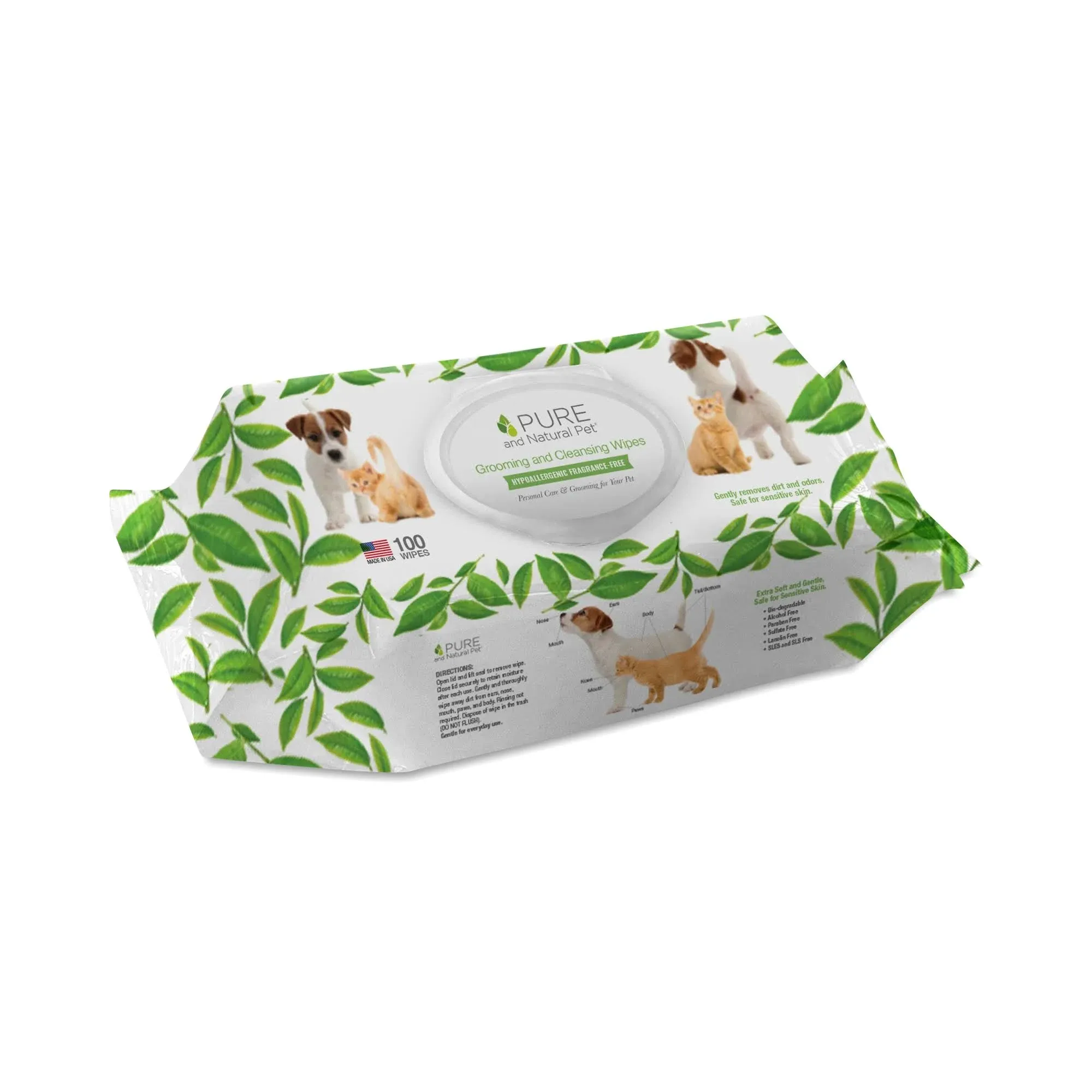 Pure and Natural Pet Grooming & Cleansing Wipes- Unscented