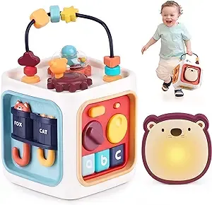 iPlay, iLearn Baby Learning Activity Cube, Montessori Sensory Toys for Toddlers 1-3, Infant Educational Busy Center, Travel Carseat Toy, Birthday Gifts for 6 9 12 18 Month, 1 2 3 Year Old Boys Girls