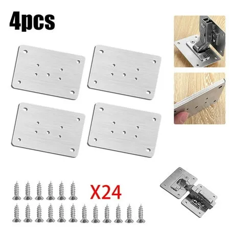 Melede 10 Piece Cabinet Hinge Repair Plates Stainless Steel Bracket Kit