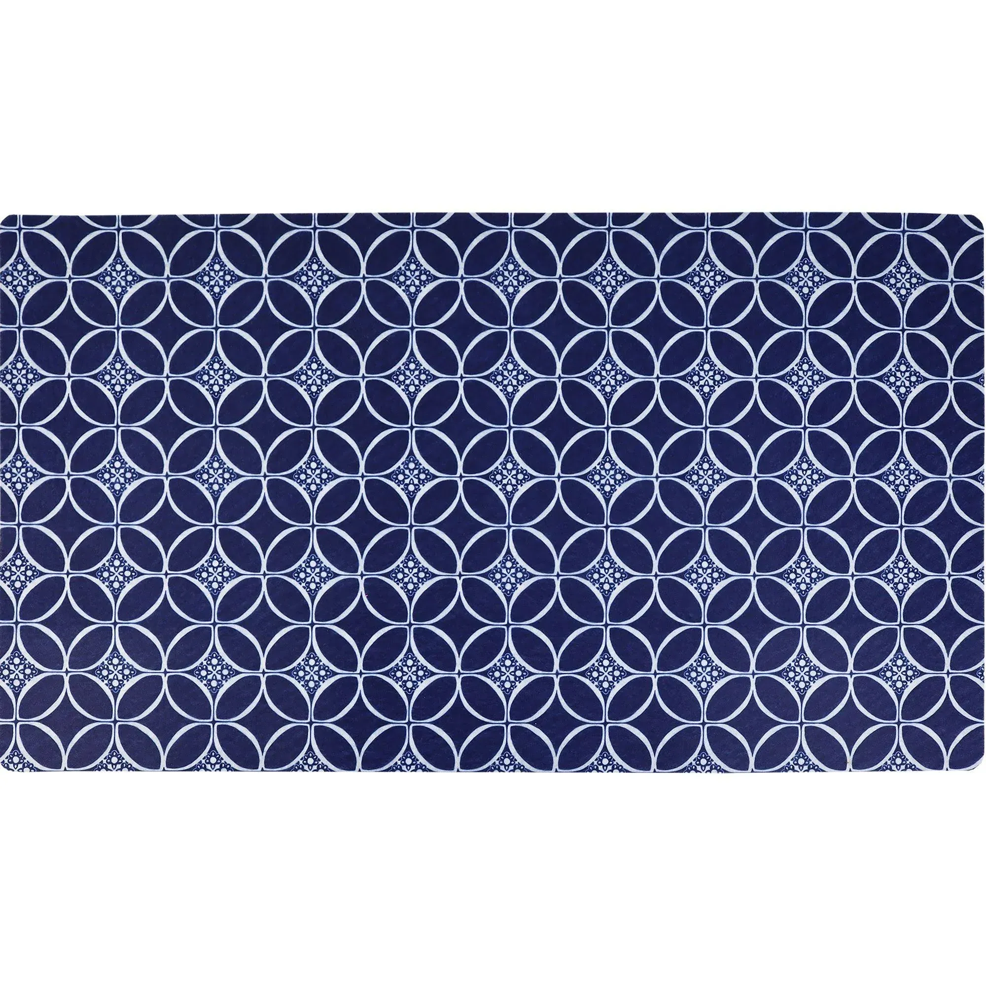 16" x 28" Drymate Pet Bowl Placemat, Color: Indigo Navy/White