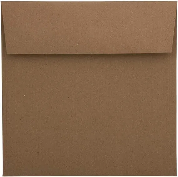 JAM PAPER 7.5 x 7.5 Square Premium Invitation Envelopes - Brown Kraft Paper Bag - 25/Pack