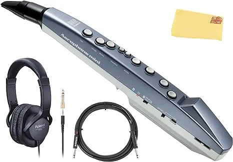 Roland AE-01 Aerophone Mini Digital Saxophone Bundle with Headphones, Instrument Cable, and Austin Bazaar Polishing Cloth